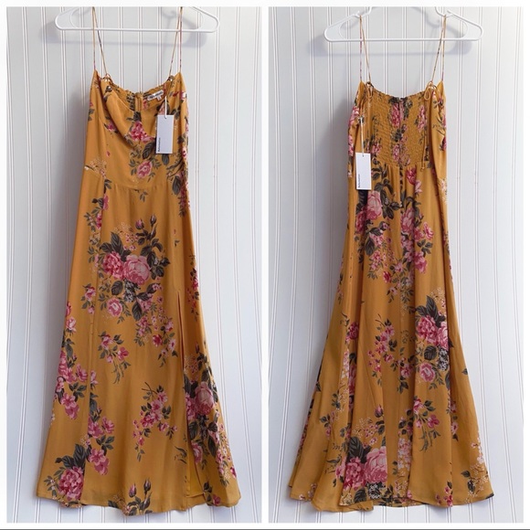 Reformation Juliette High Slit Sweetheart Neckline Floral Midi Dress In Angelica - Picture 8 of 16